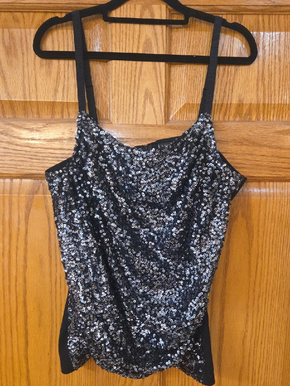 Lane Bryant Black Sequin Cowl Tank